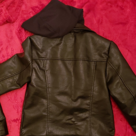 Faux Leather Moto Jacket with hood - Picture 8 of 8
